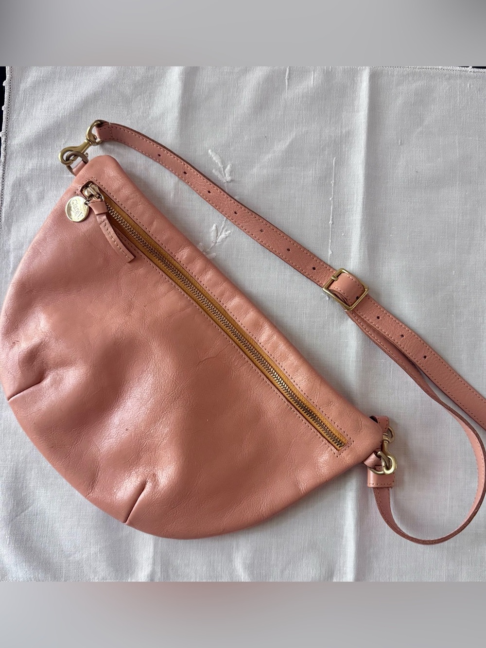 Clare V. Grande Fanny Bag in Ballet Pink; wear crossbody/shoulder/waist